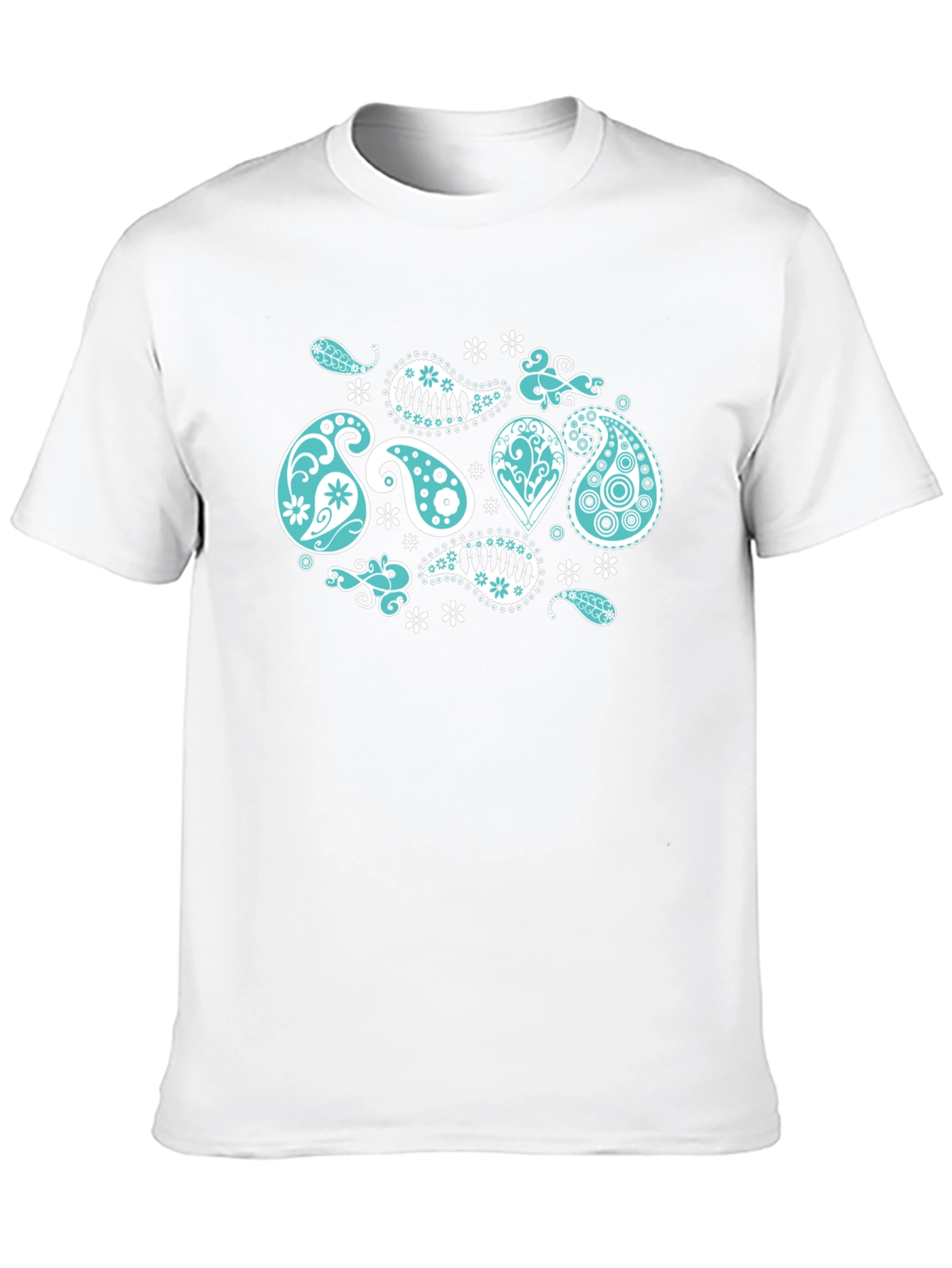 Black Tee with Turquoise Paisley Design