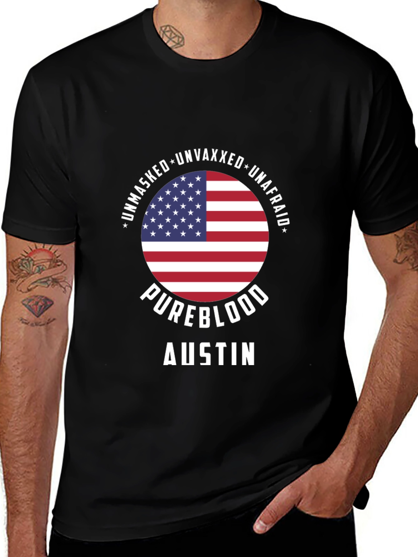 Unmasked Unvaxxed Pureblood Patriotic T-Shirt