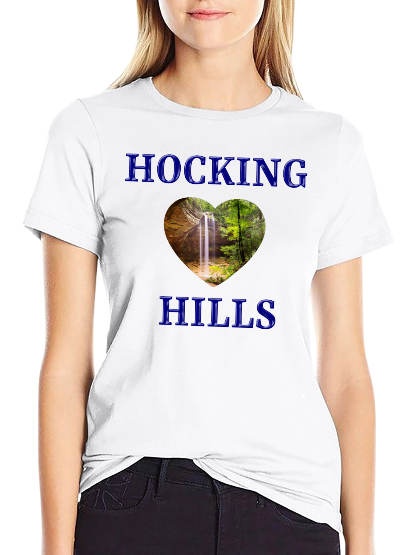Hocking Hills Waterfall Heart Graphic Tee