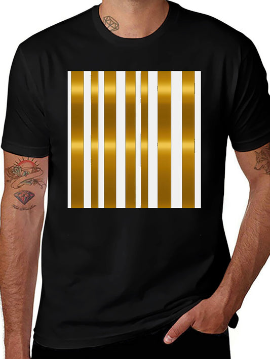Striped Gold & White Graphic Tee
