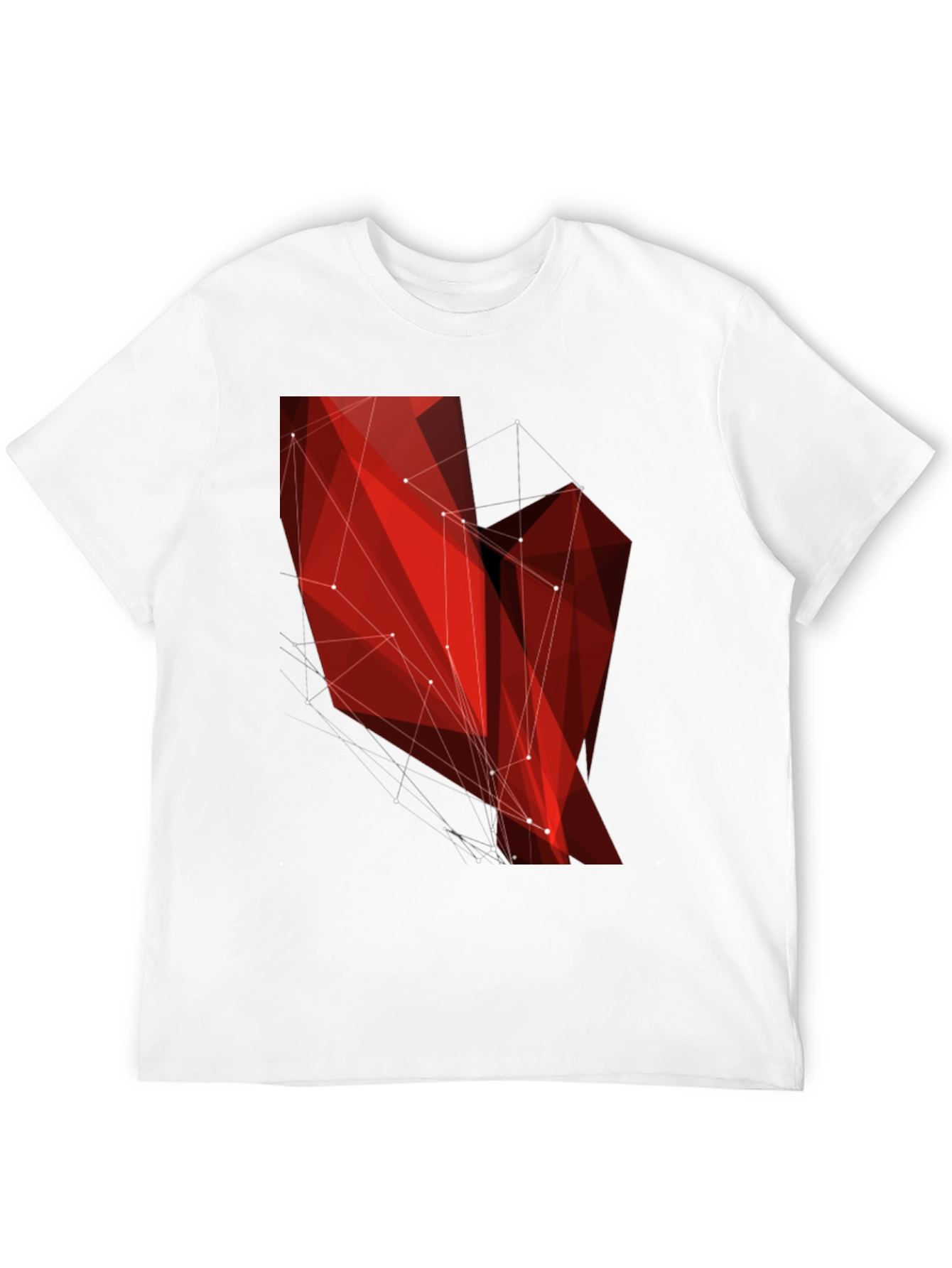 Geometric Red Polygon Black T-Shirt