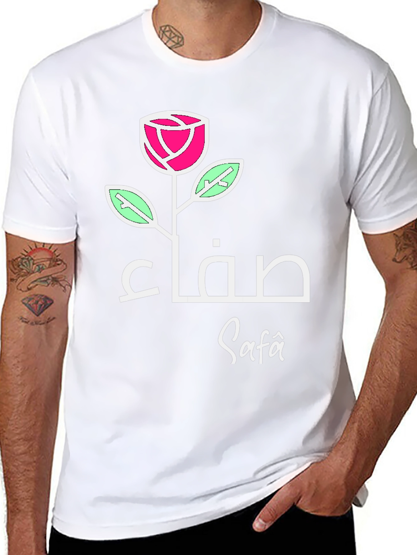 Rose Safa Arabic Name T-Shirt - Elegant Black Tee