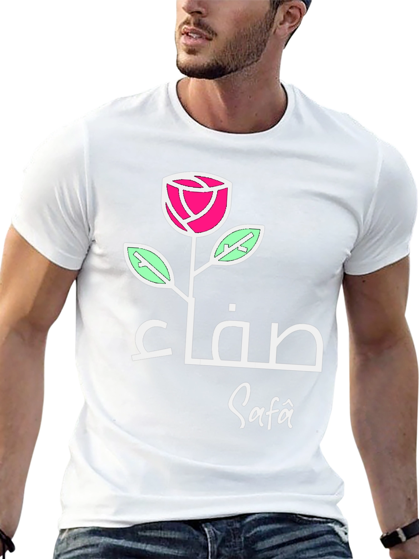 Rose Safa Arabic Name T-Shirt - Elegant Black Tee
