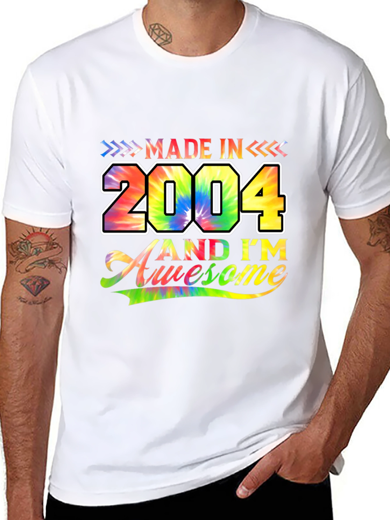 Made in 2004 Awesome Tie-Dye Graphic T-Shirt