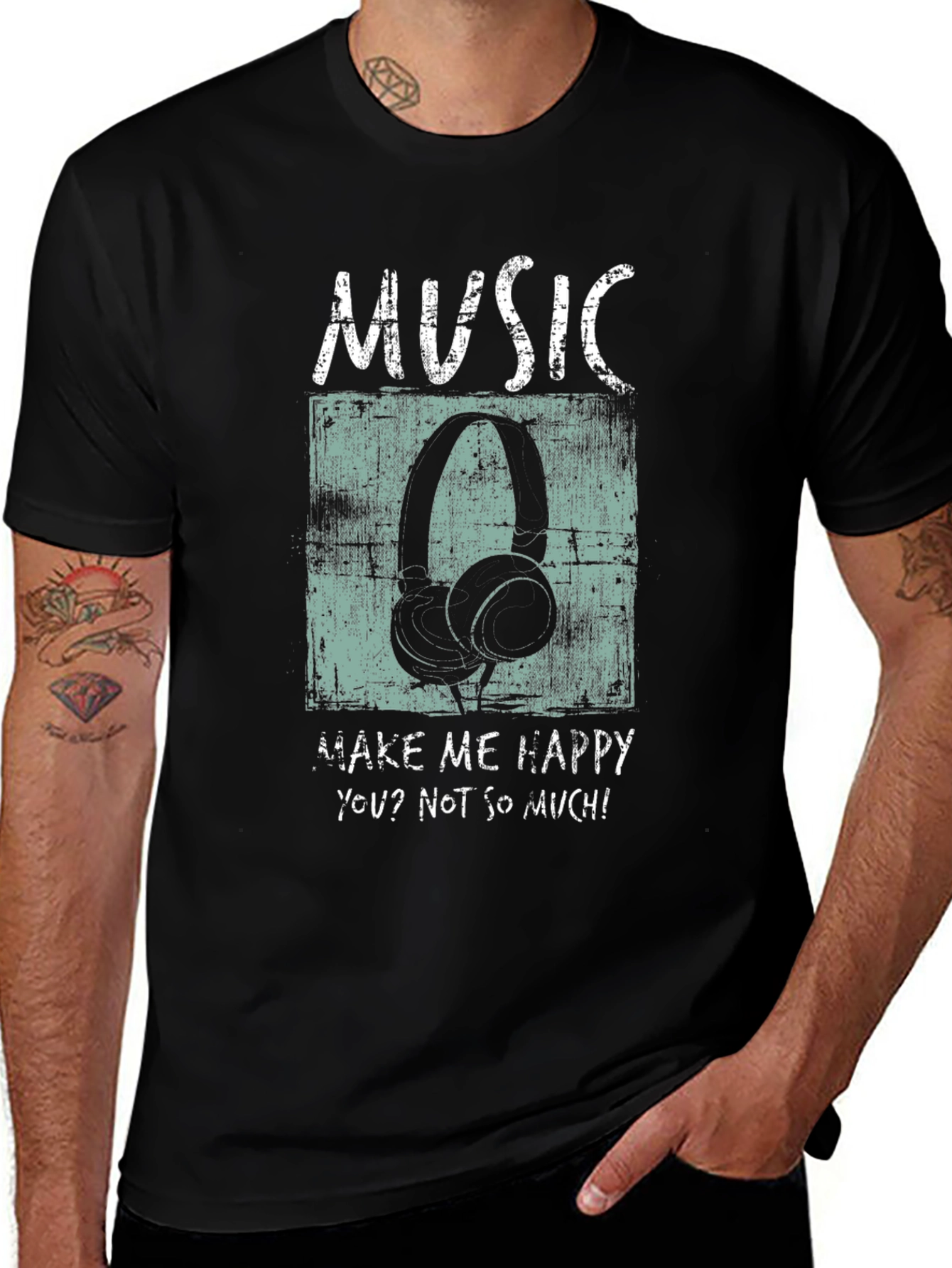 Music Headphones Graphic Print T-Shirt