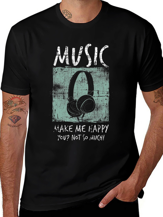 Music Headphones Graphic Print T-Shirt