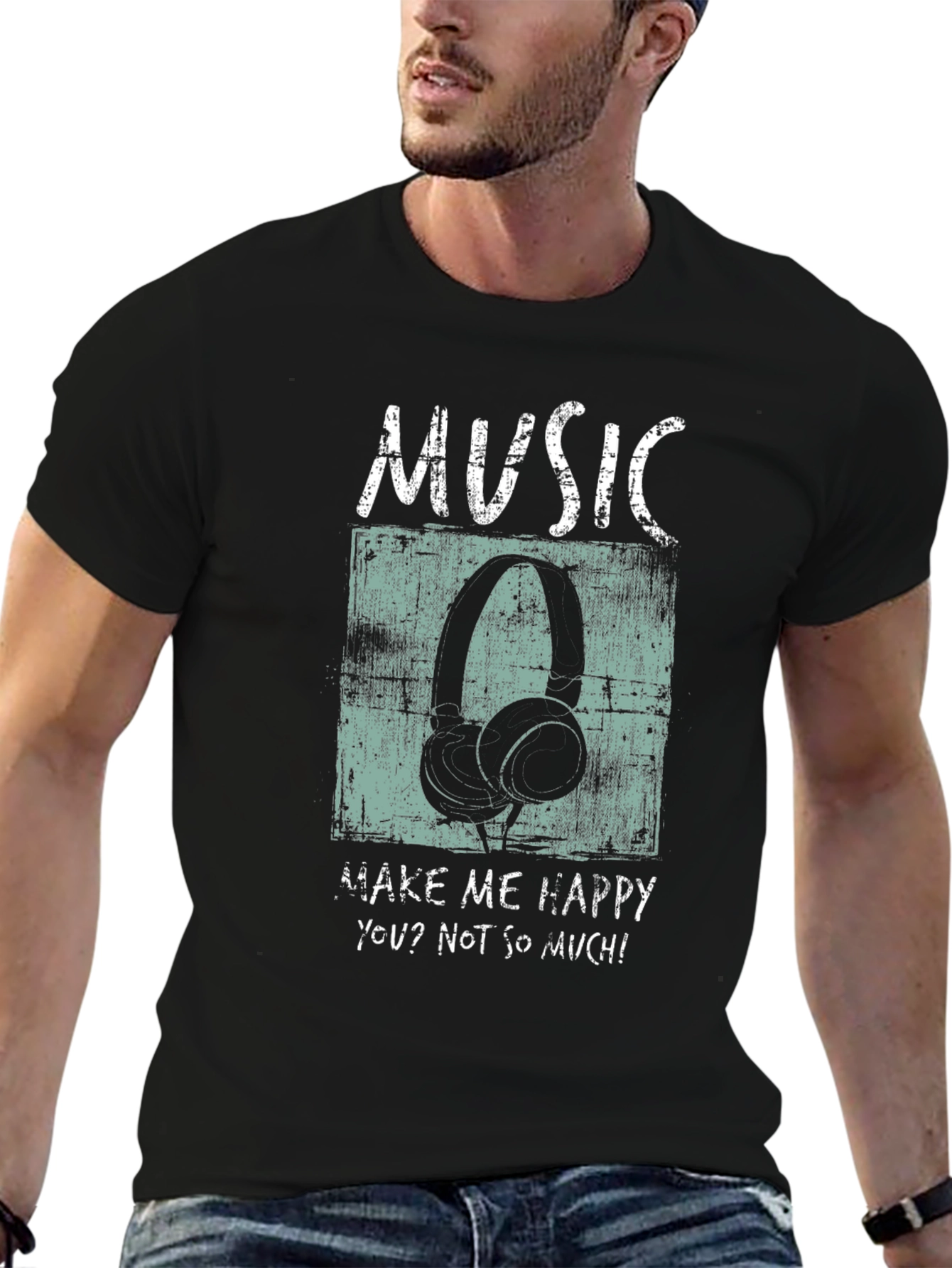 Music Headphones Graphic Print T-Shirt