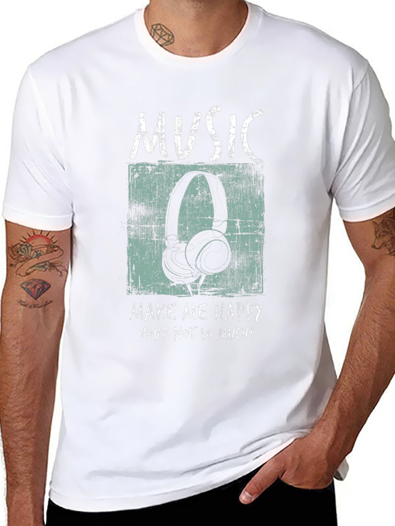 Music Headphones Graphic Print T-Shirt