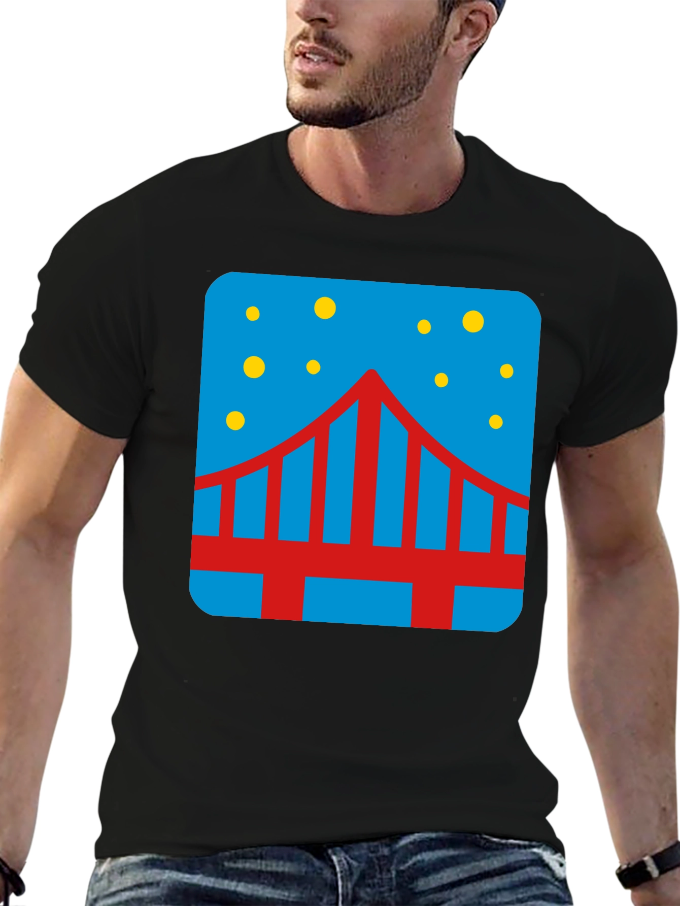 Bridge Starry Night Graphic Tee - Mens Black T-Shirt