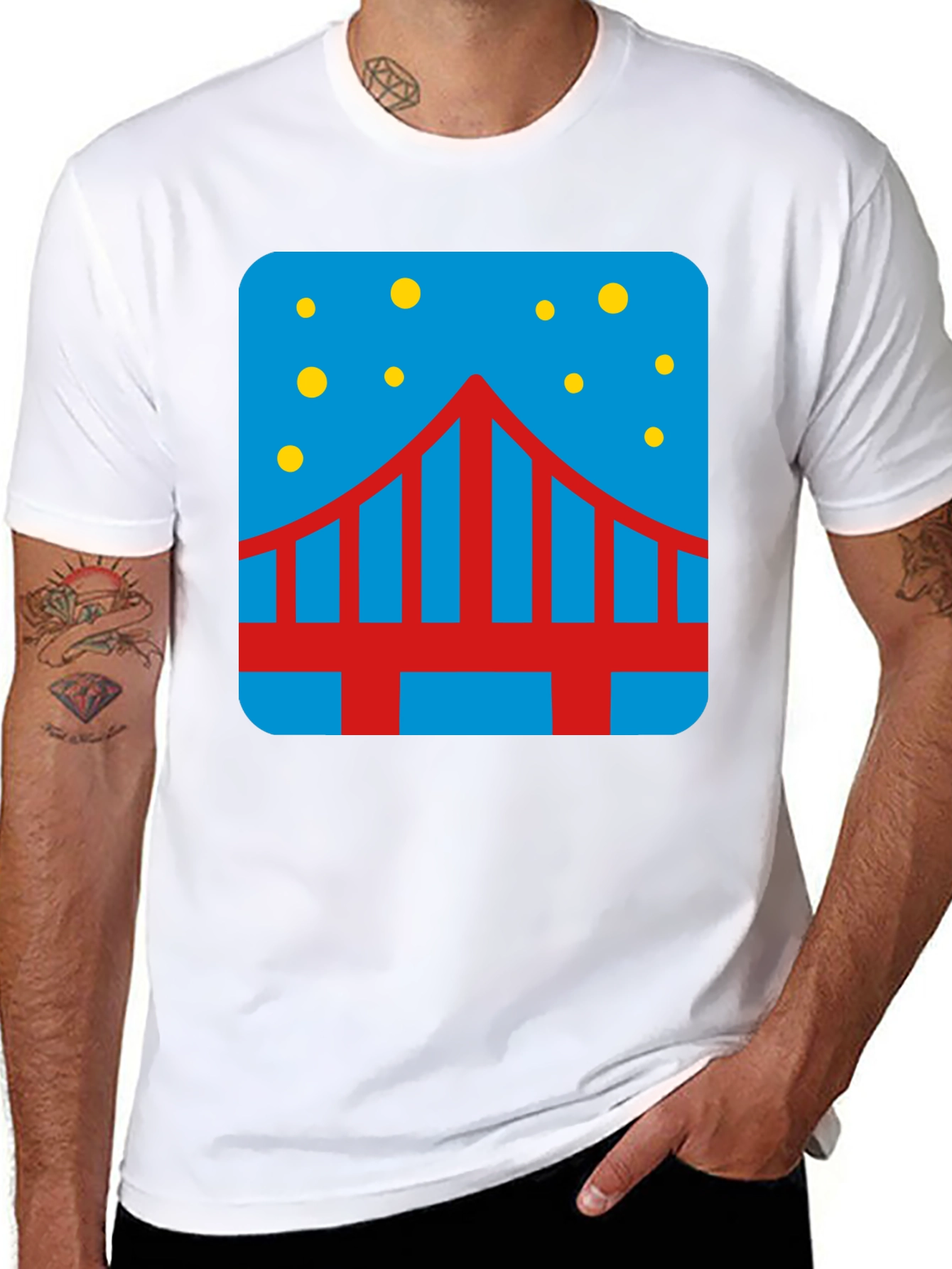 Bridge Starry Night Graphic Tee - Mens Black T-Shirt