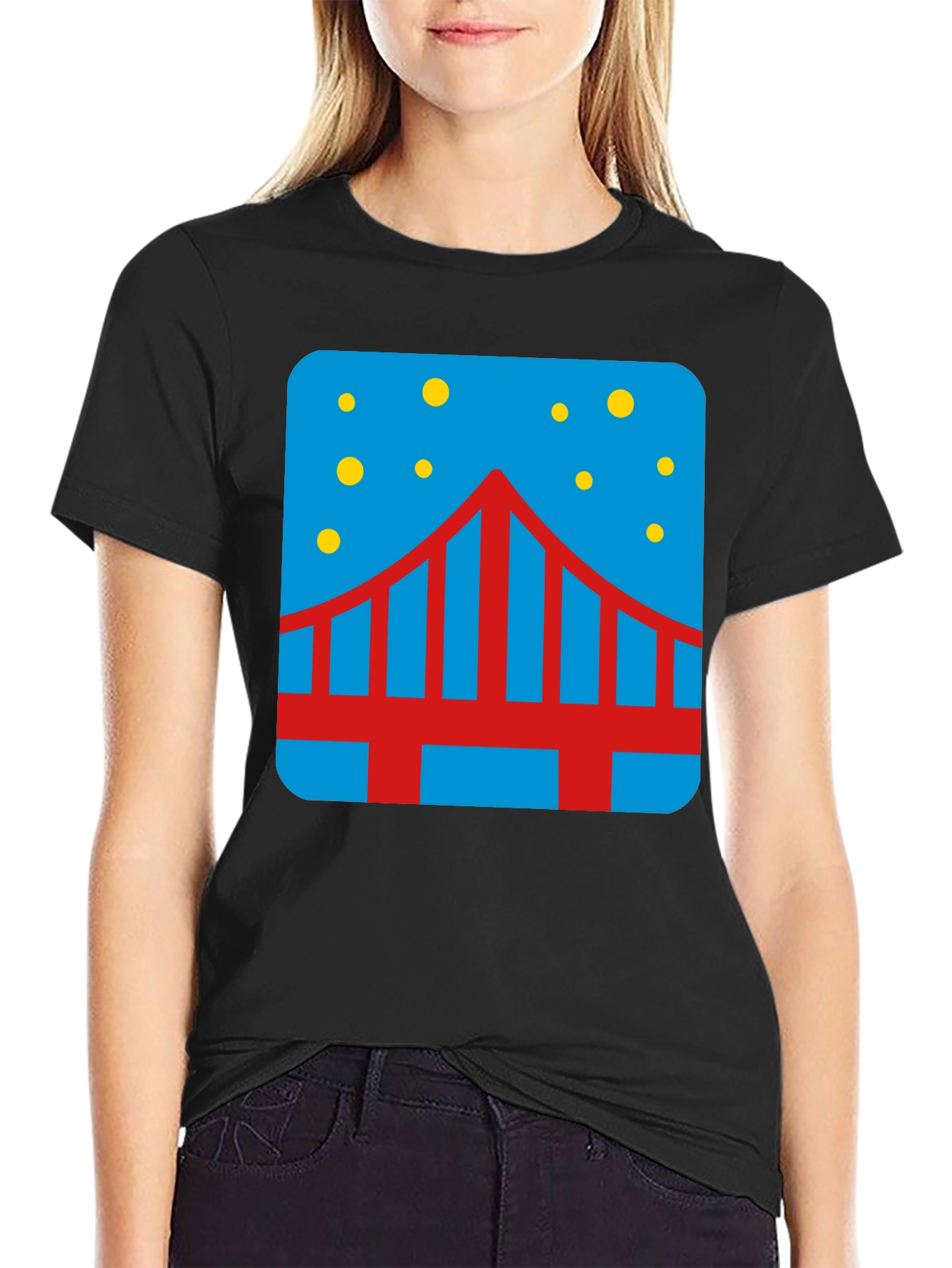 Bridge Starry Night Graphic Tee - Mens Black T-Shirt