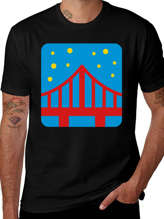 Bridge Starry Night Graphic Tee - Mens Black T-Shirt