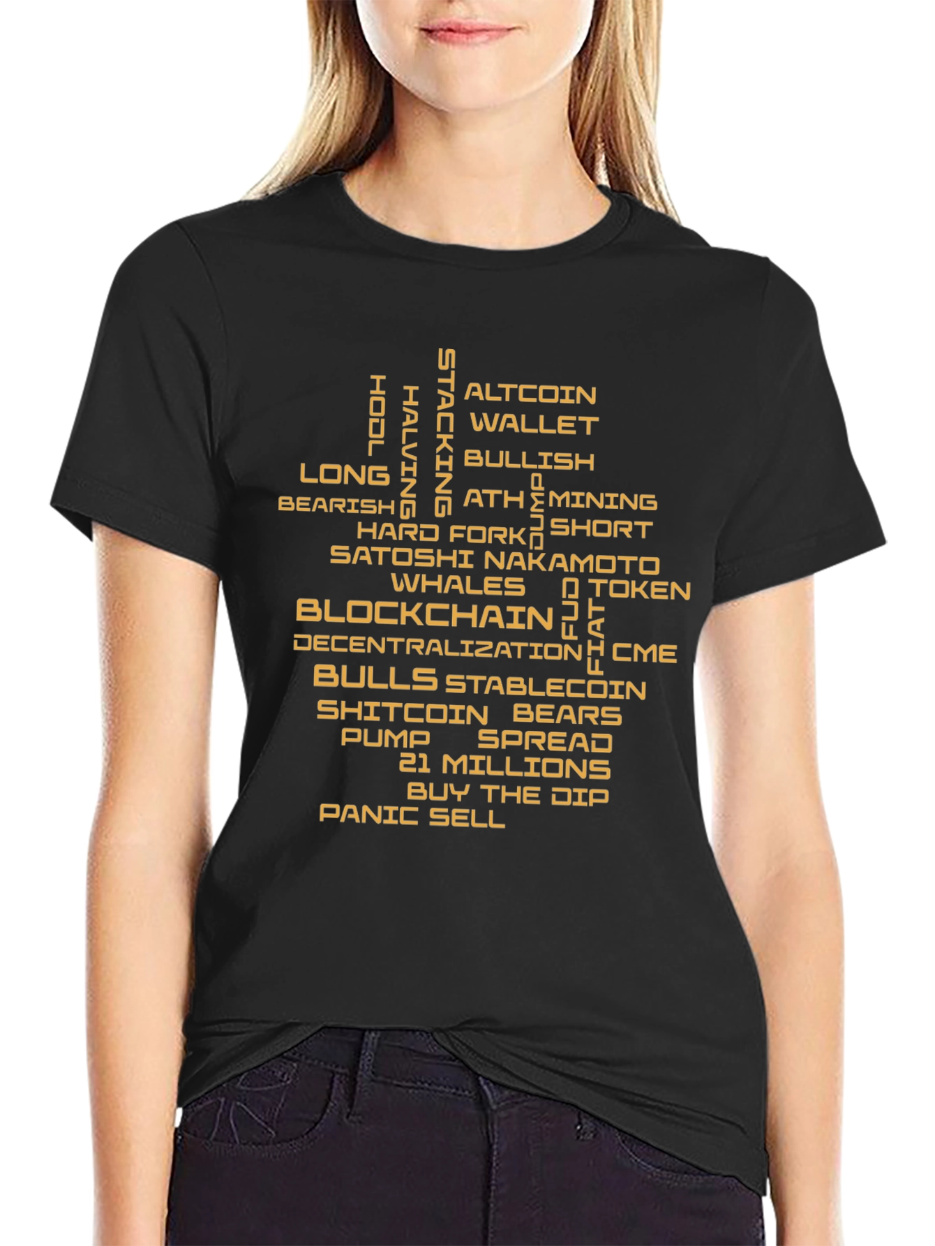 Crypto Terms Black T-Shirt - HODL Altcoin Blockchain