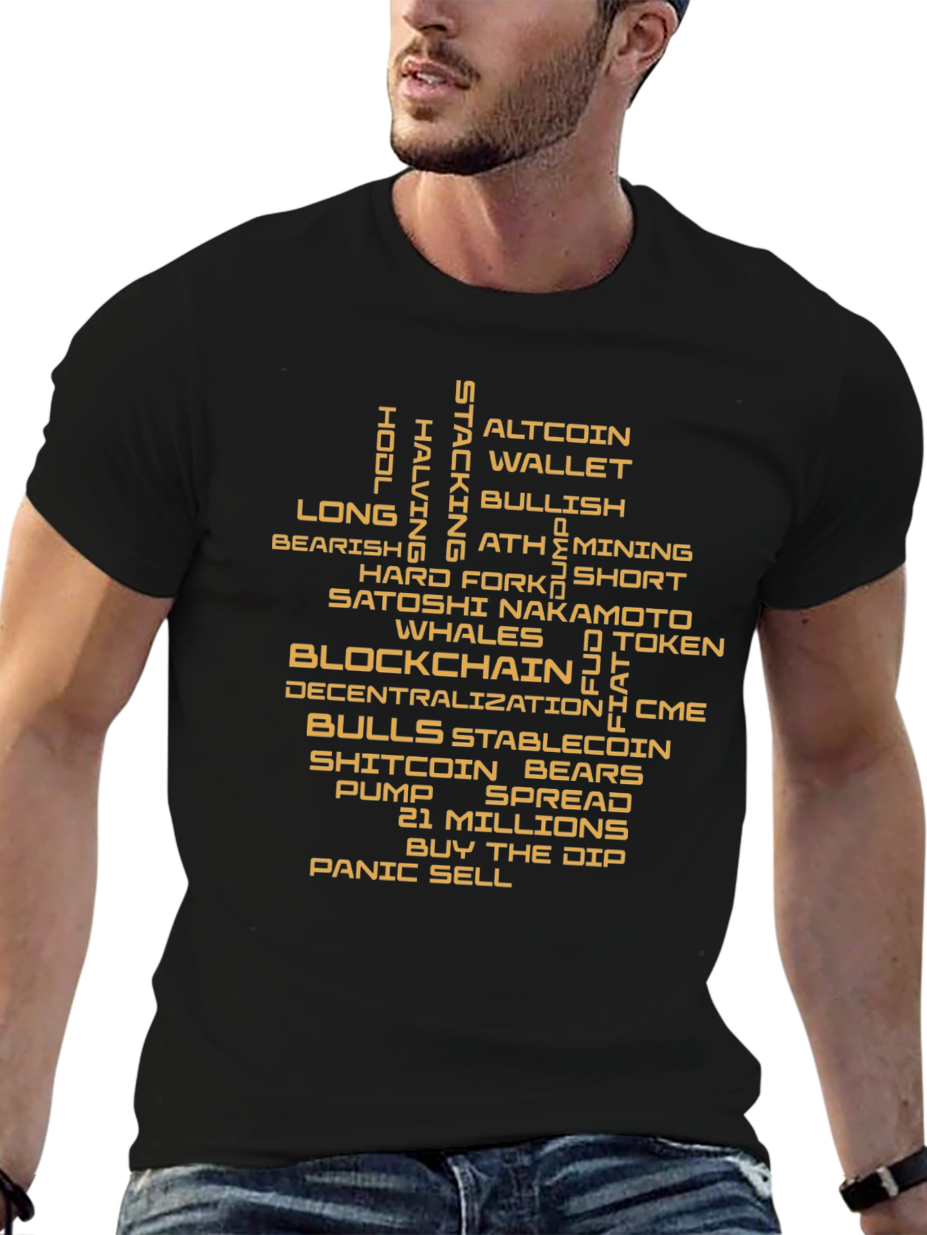 Crypto Terms Black T-Shirt - HODL Altcoin Blockchain