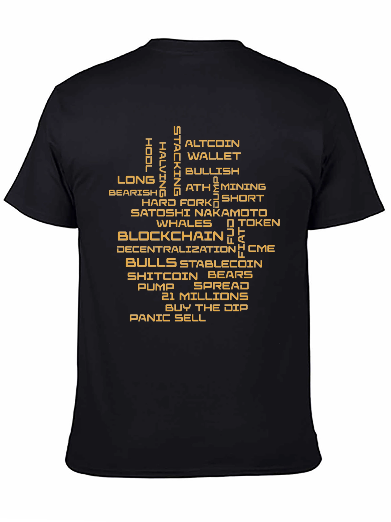 Crypto Terms Black T-Shirt - HODL Altcoin Blockchain