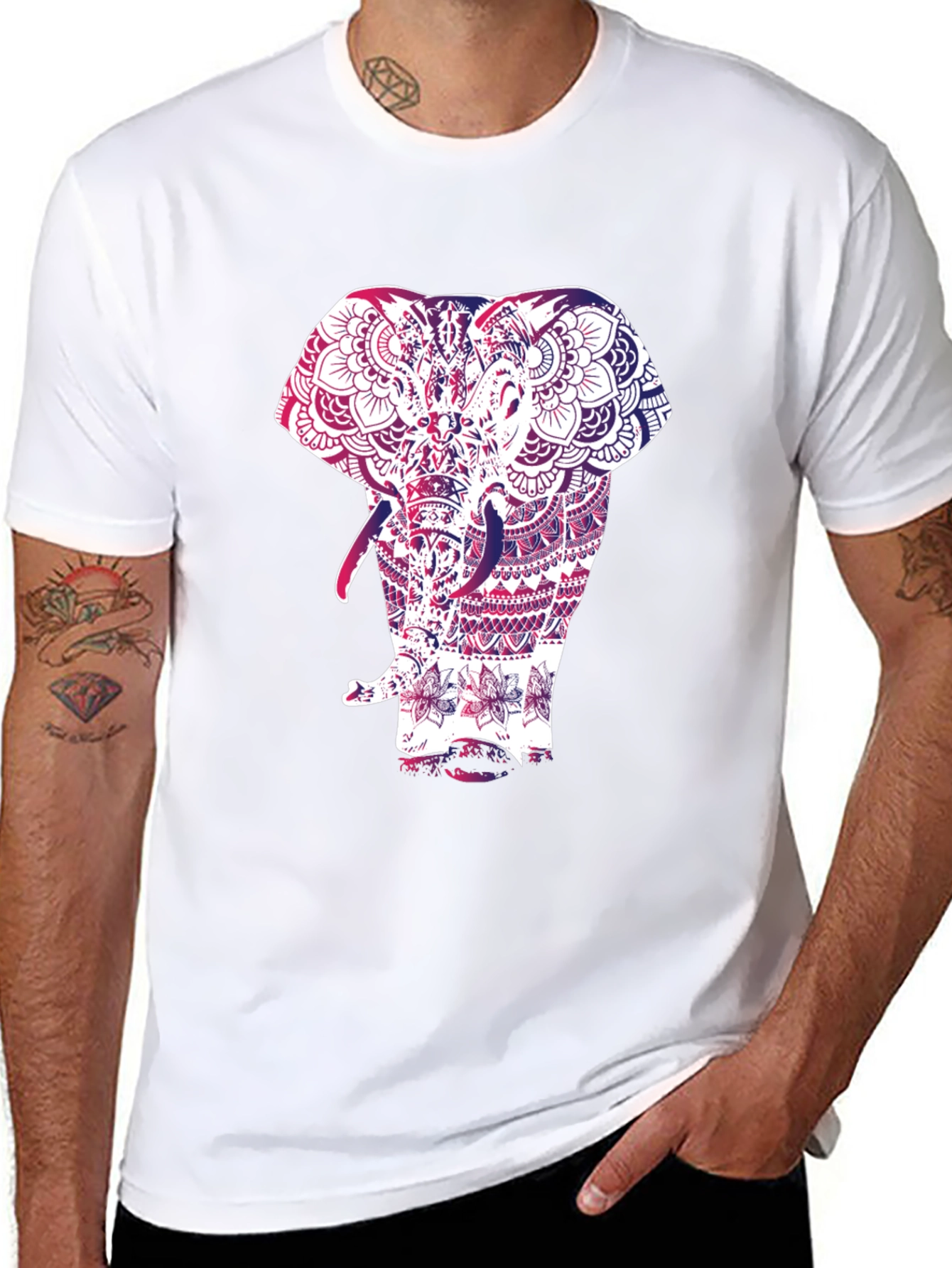 Elephant Mandala Graphic Black T-Shirt