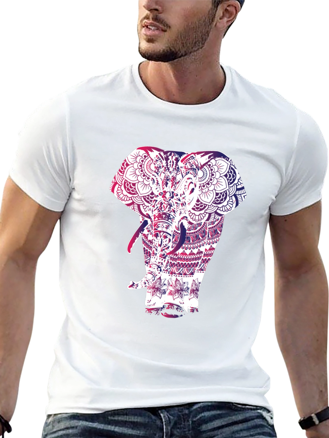 Elephant Mandala Graphic Black T-Shirt