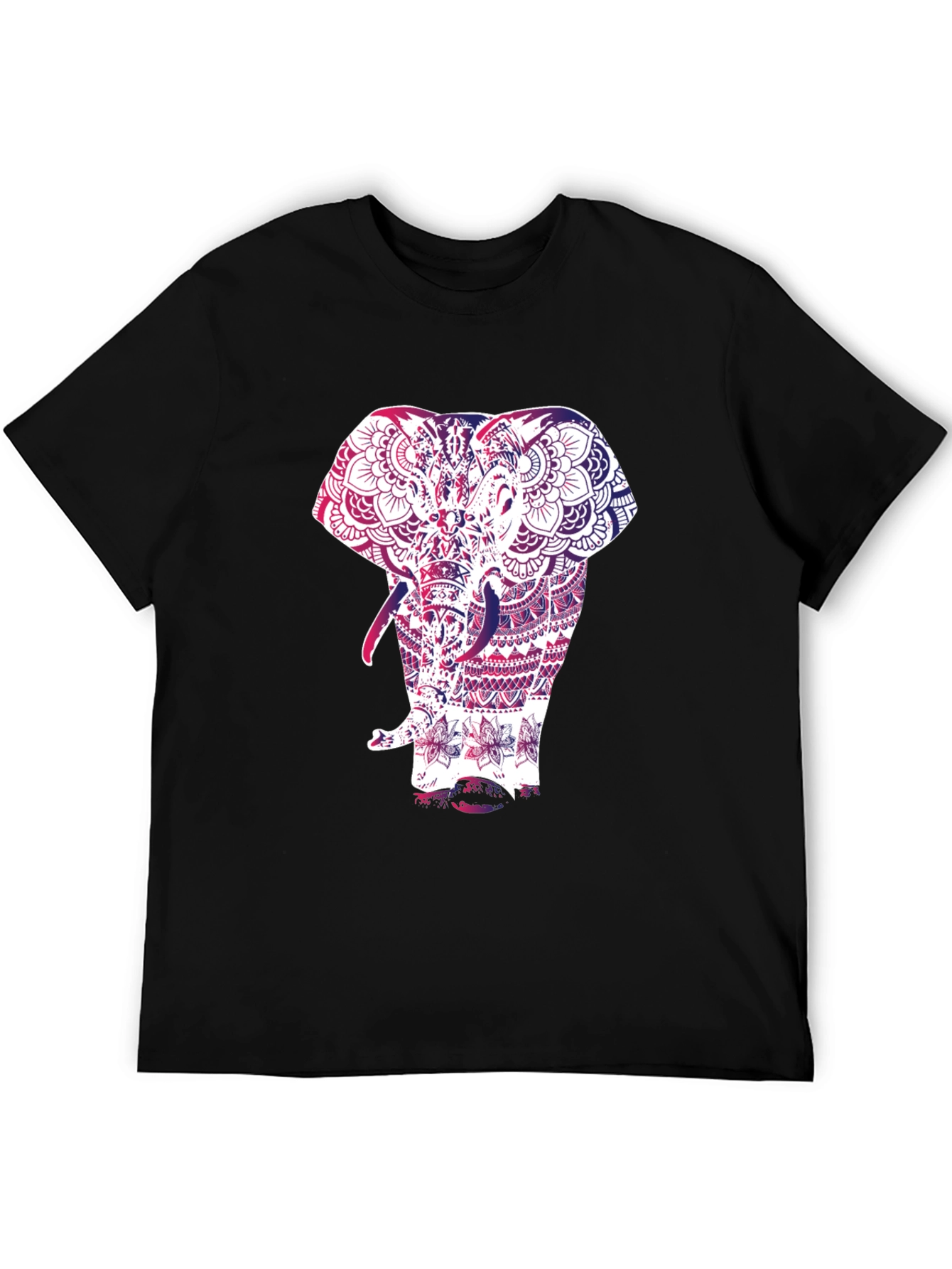 Elephant Mandala Graphic Black T-Shirt