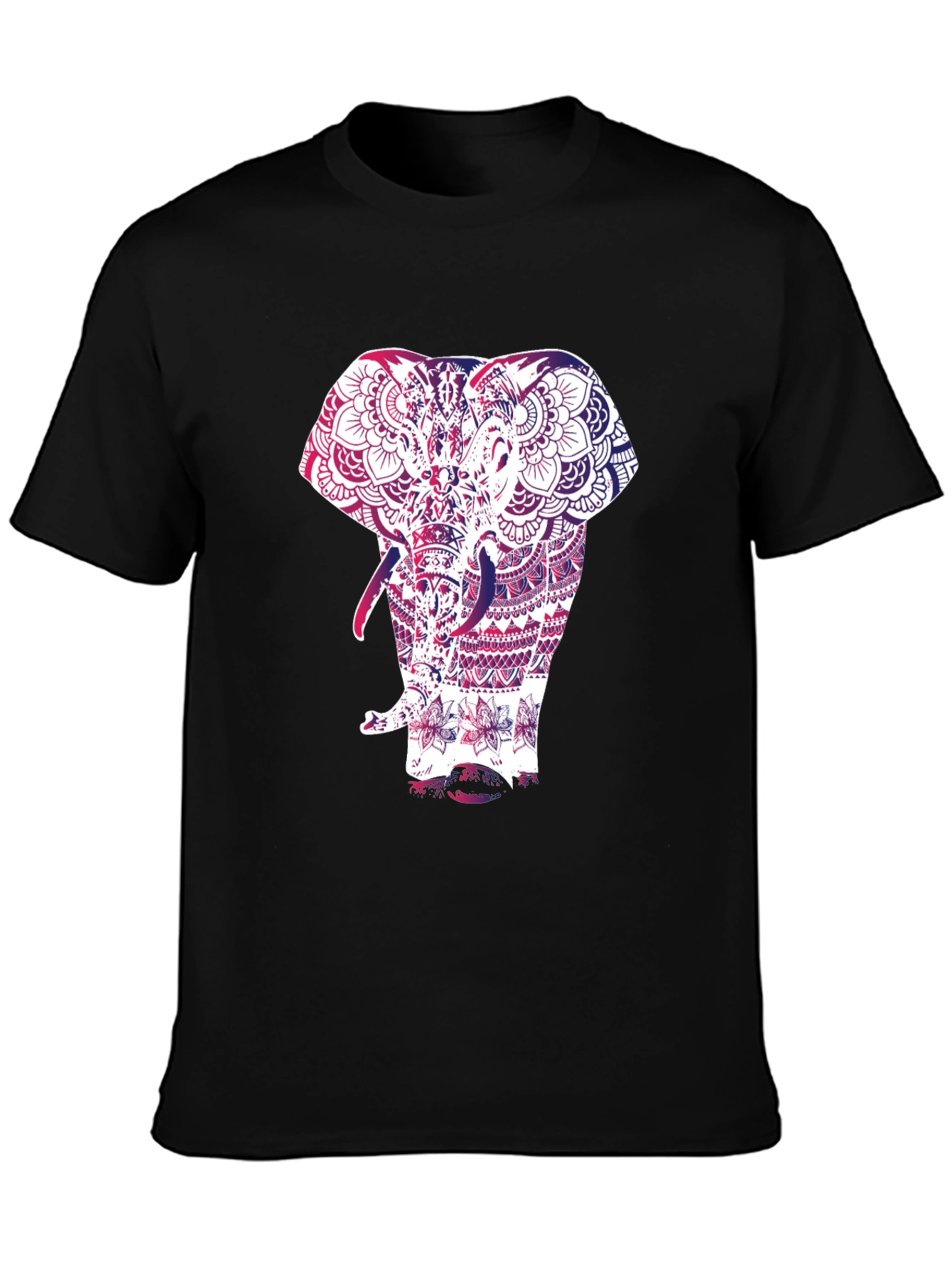 Elephant Mandala Graphic Black T-Shirt