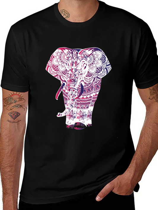 Elephant Mandala Graphic Black T-Shirt