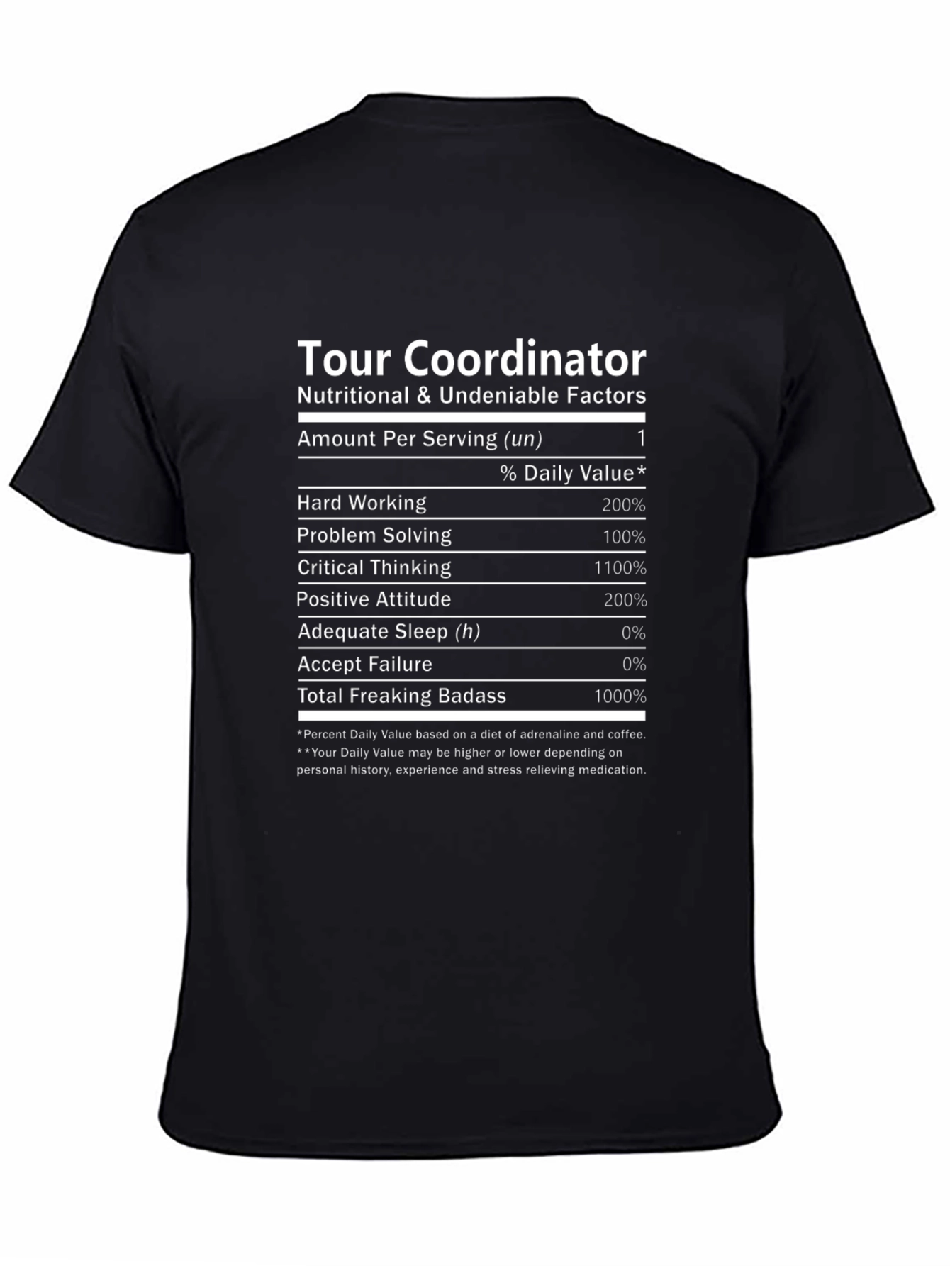 Tour Coordinator Nutritional Facts T-Shirt