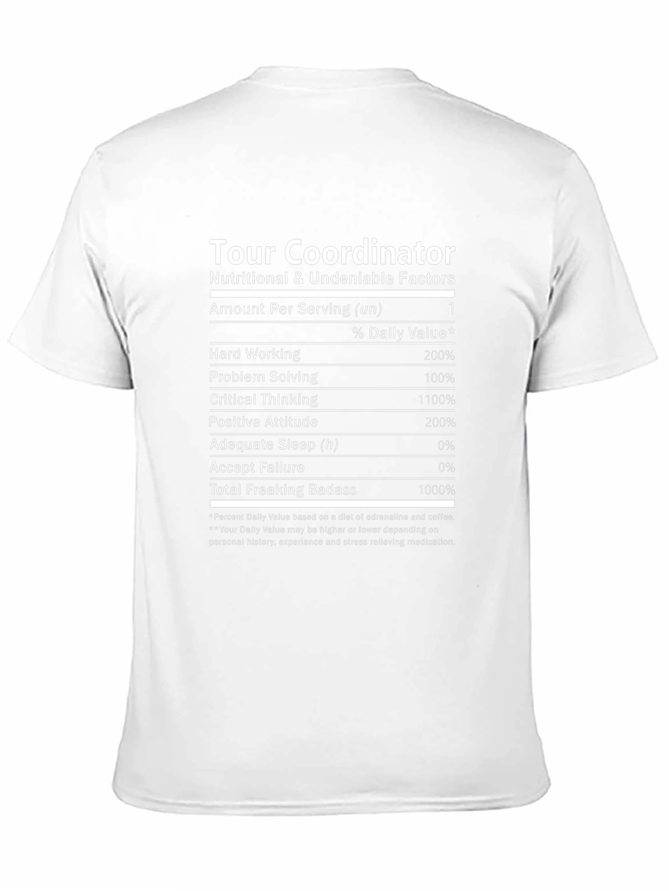 Tour Coordinator Nutritional Facts T-Shirt