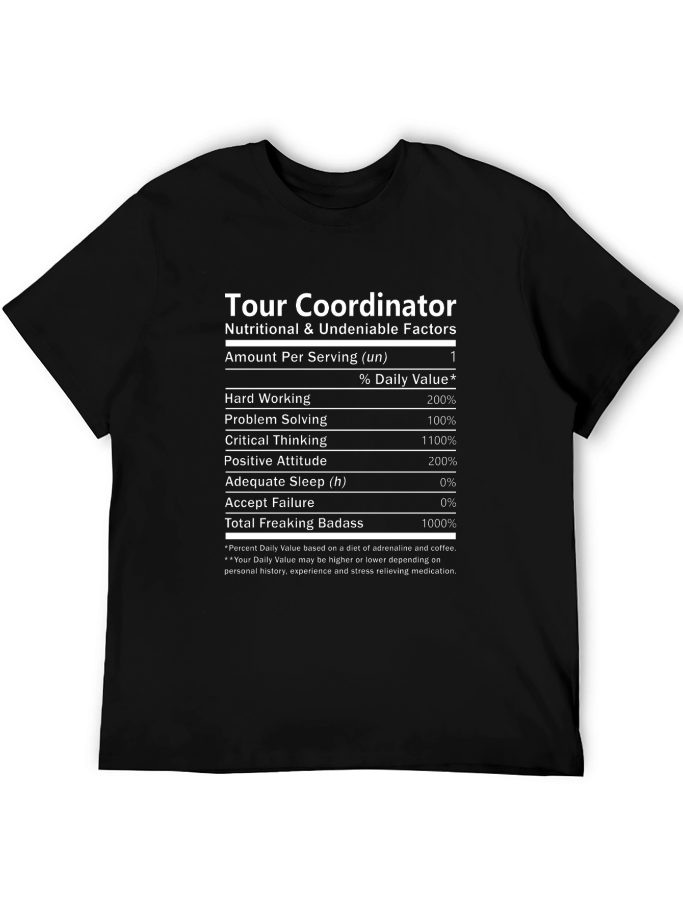 Tour Coordinator Nutritional Facts T-Shirt