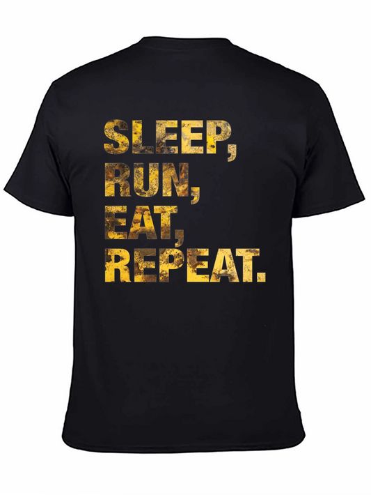 Sleep Run Eat Repeat Mens Black Graphic Tee