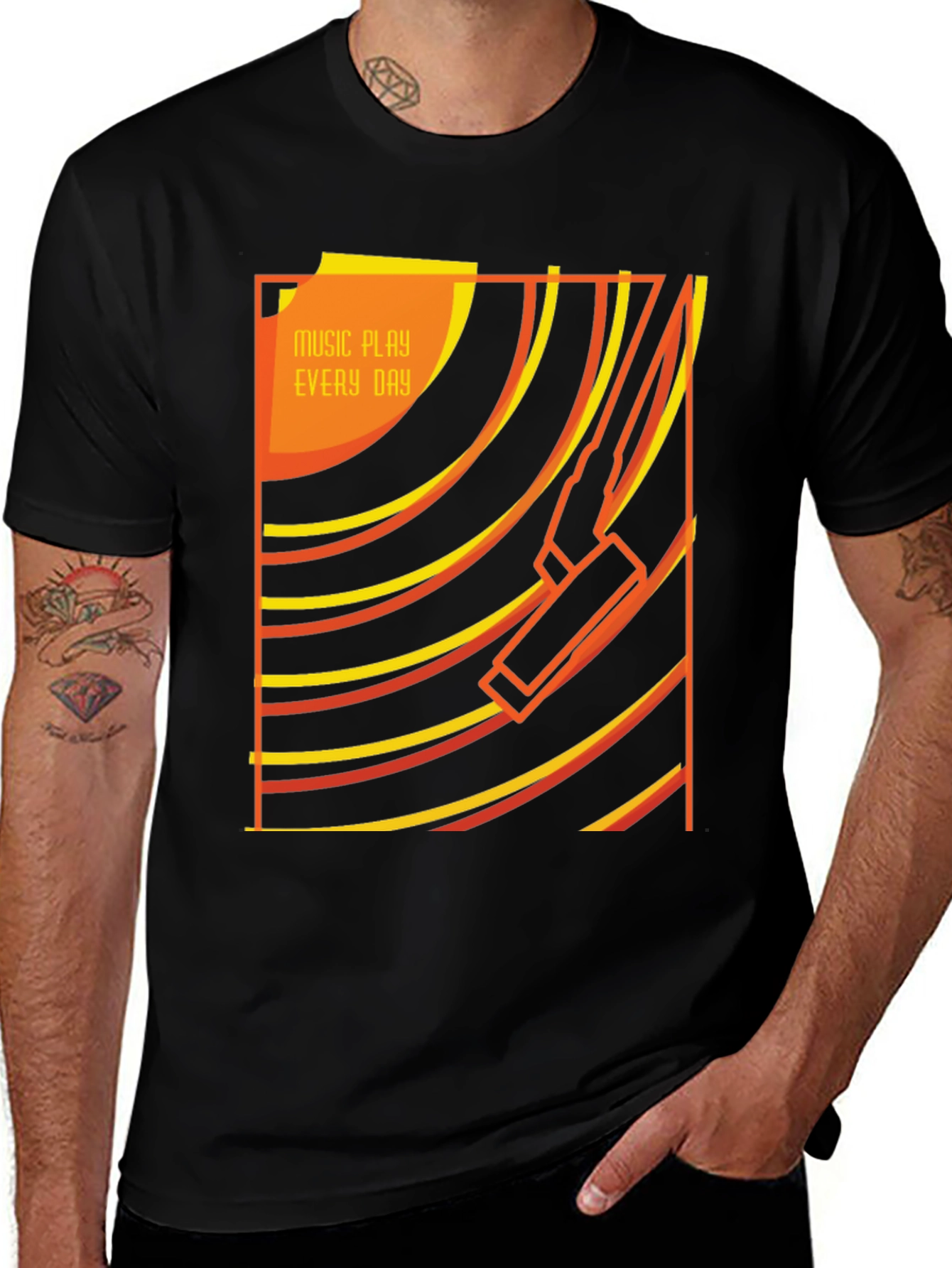 Retro Music Player Black T-Shirt