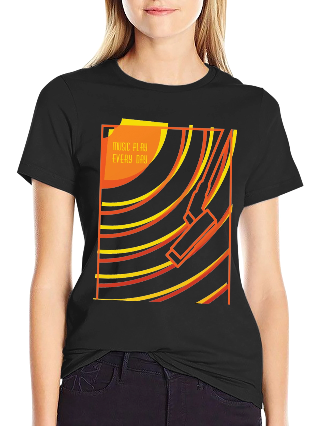 Retro Music Player Black T-Shirt