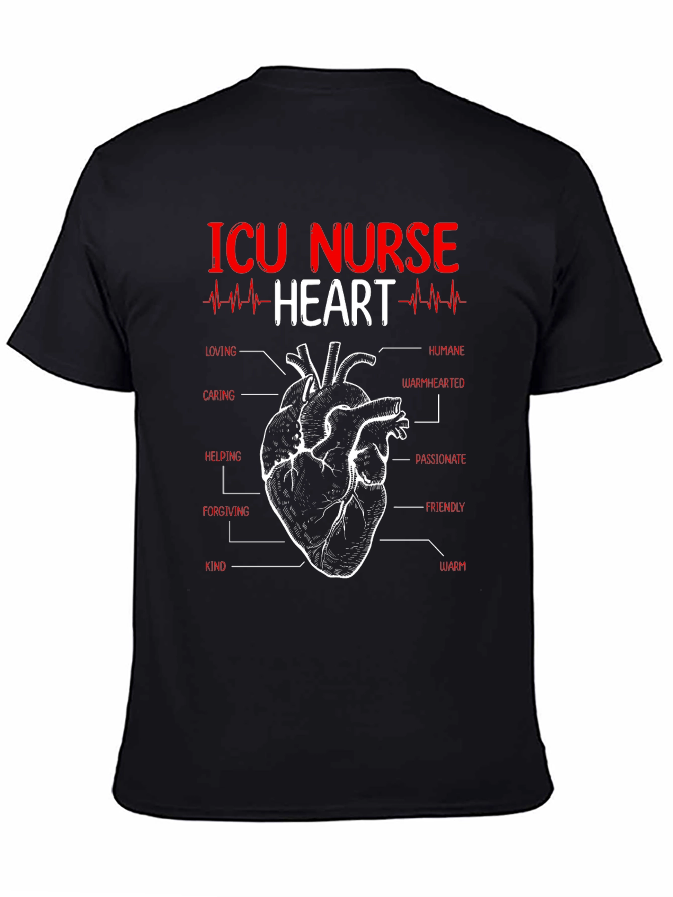 ICU Nurse Heart Anatomy T-Shirt