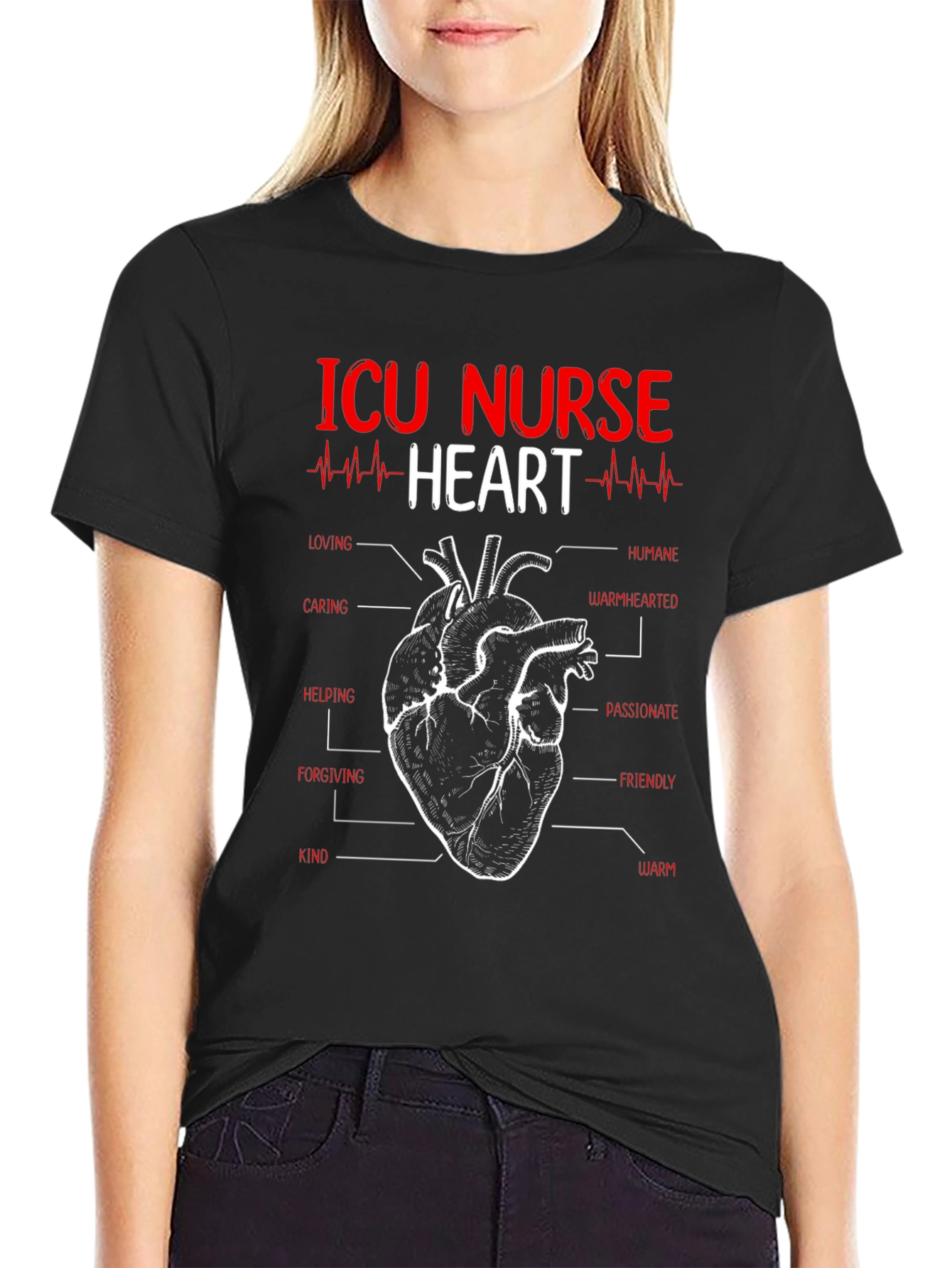 ICU Nurse Heart Anatomy T-Shirt