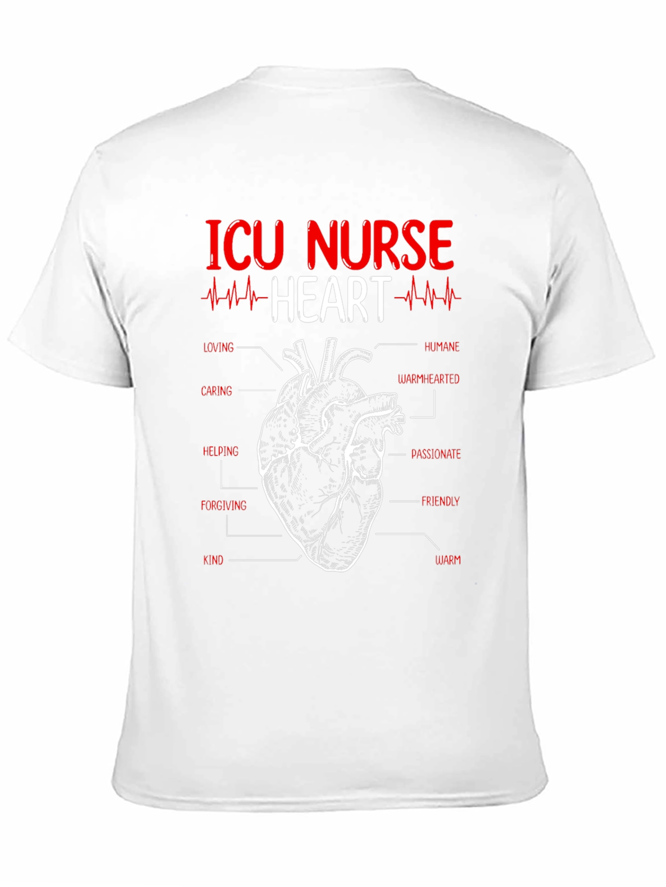 ICU Nurse Heart Anatomy T-Shirt