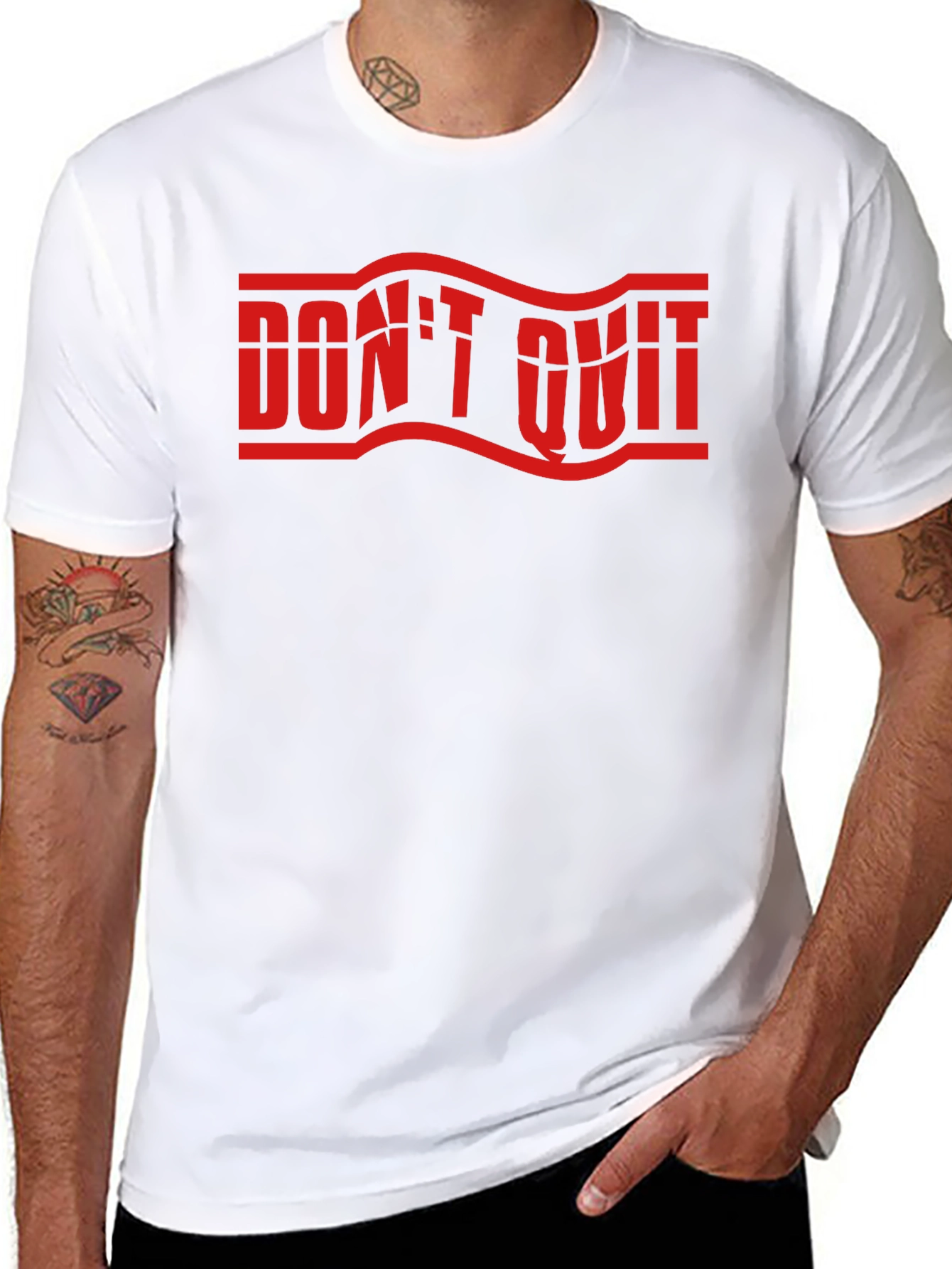 Dont Quit Graphic Print Crew Neck T-Shirt