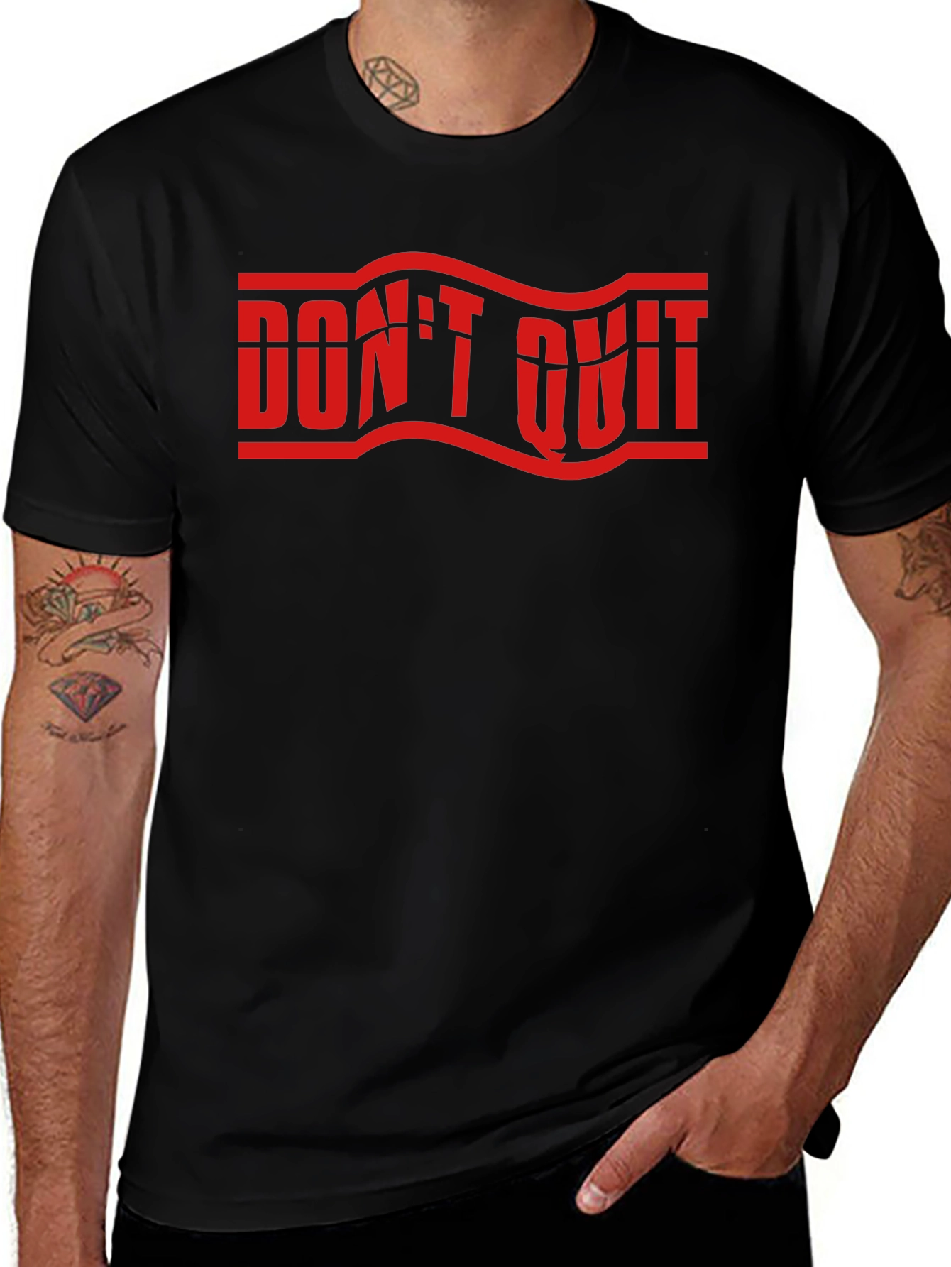 Dont Quit Graphic Print Crew Neck T-Shirt