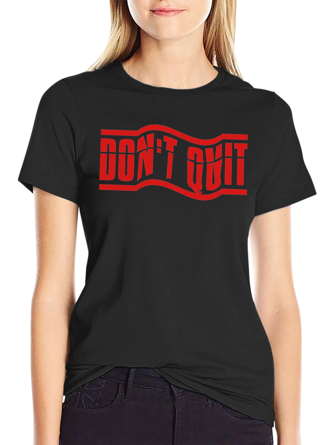 Dont Quit Graphic Print Crew Neck T-Shirt