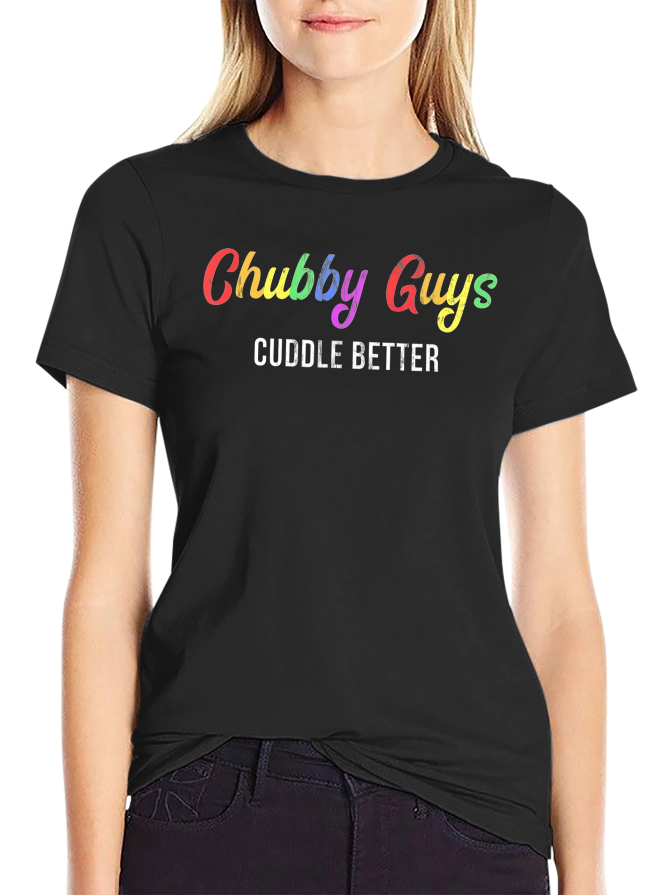 Chubby Guys Cuddle Better Black T-Shirt
