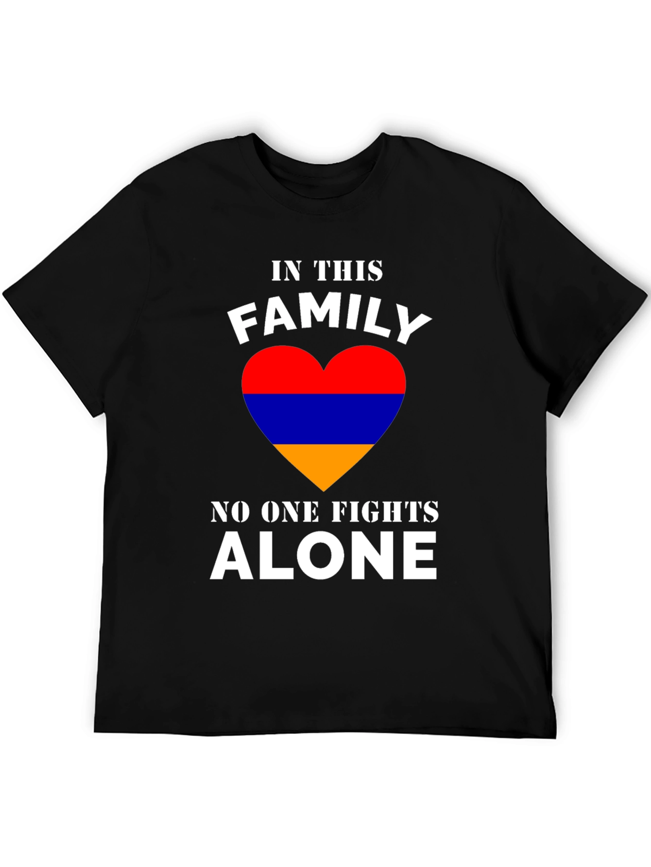 Family Fights Alone Armenian Flag Heart Black T-shirt
