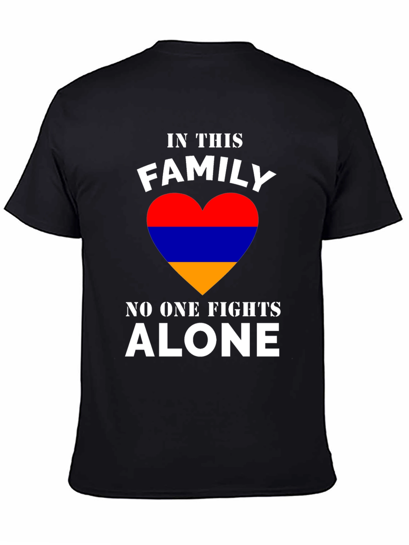 Family Fights Alone Armenian Flag Heart Black T-shirt