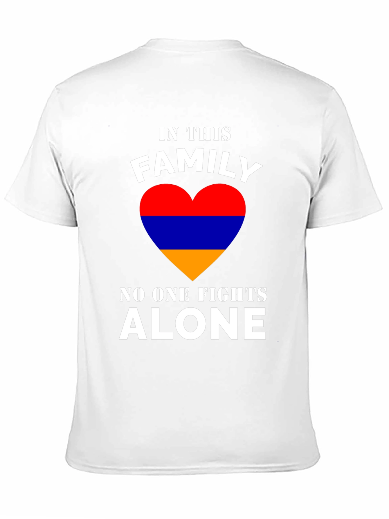 Family Fights Alone Armenian Flag Heart Black T-shirt