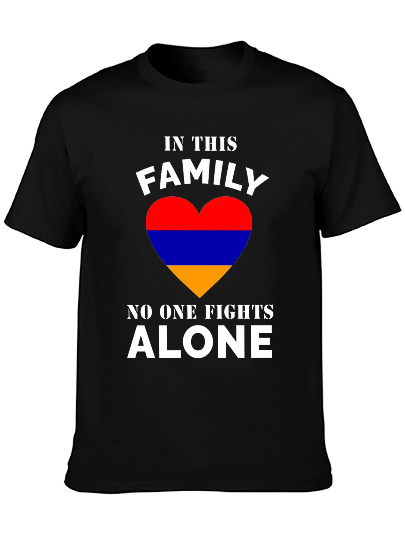 Family Fights Alone Armenian Flag Heart Black T-shirt