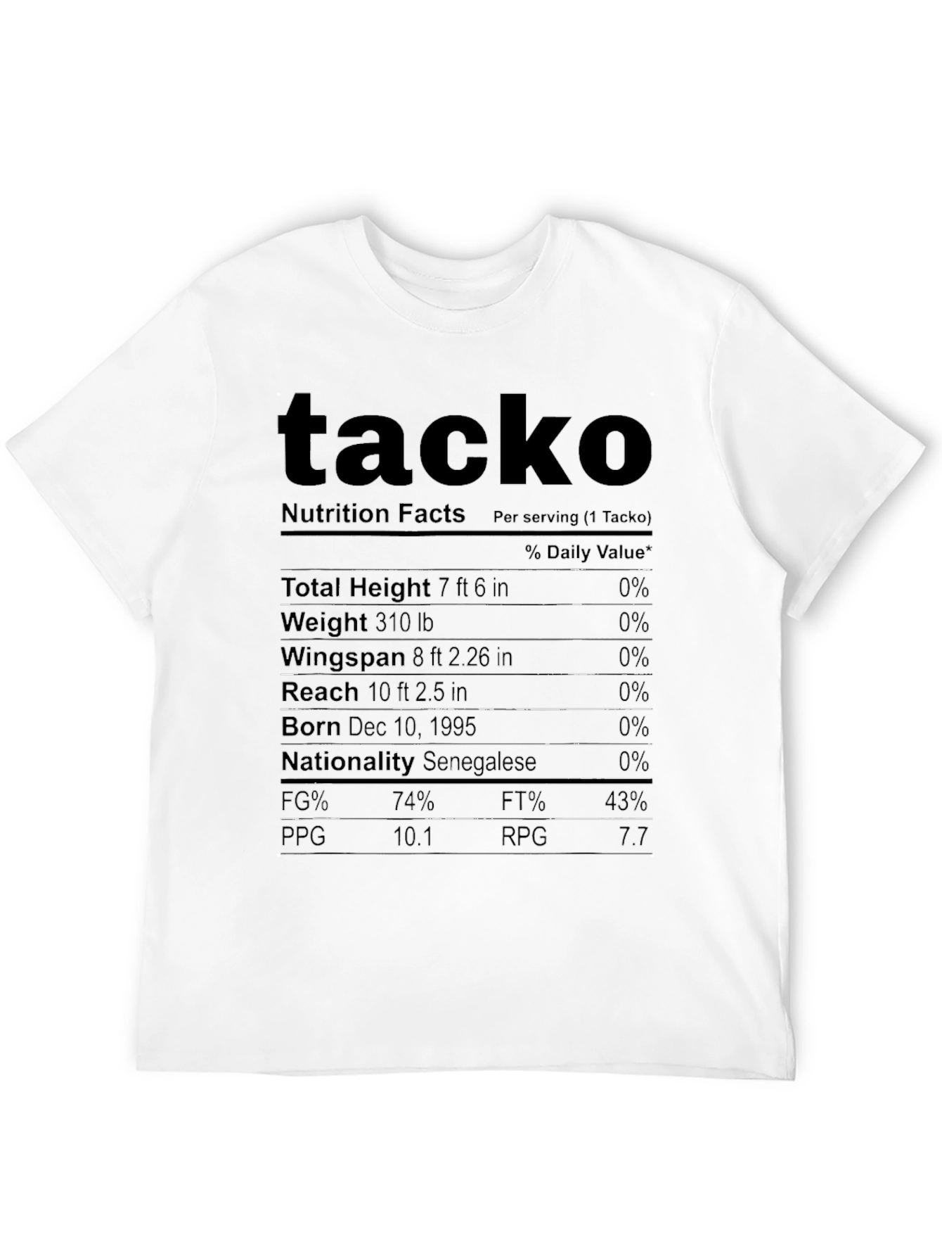 Tacko Fall Nutrition Facts T-Shirt