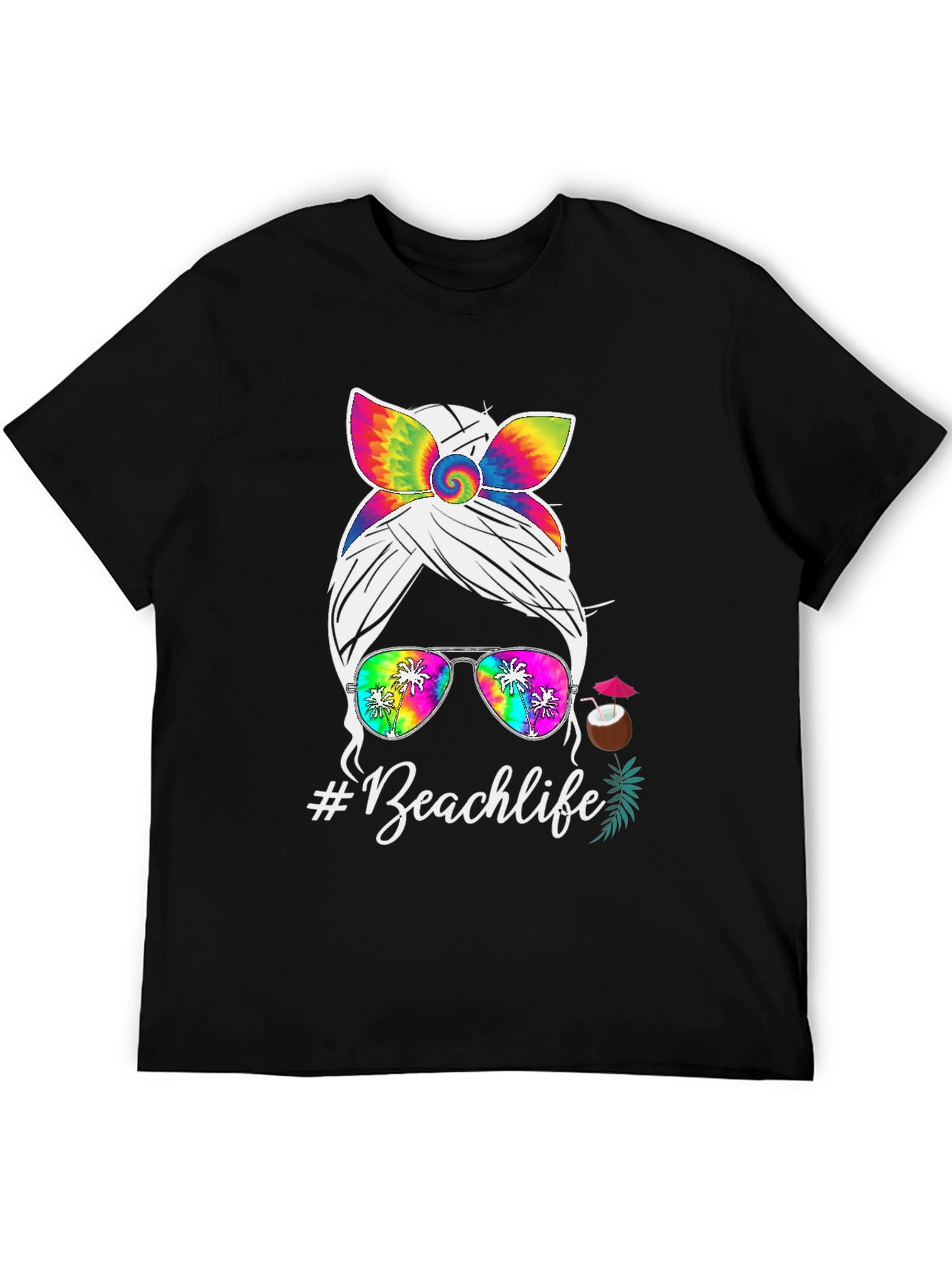 Beachlife Messy Bun Tie-Dye T-Shirt
