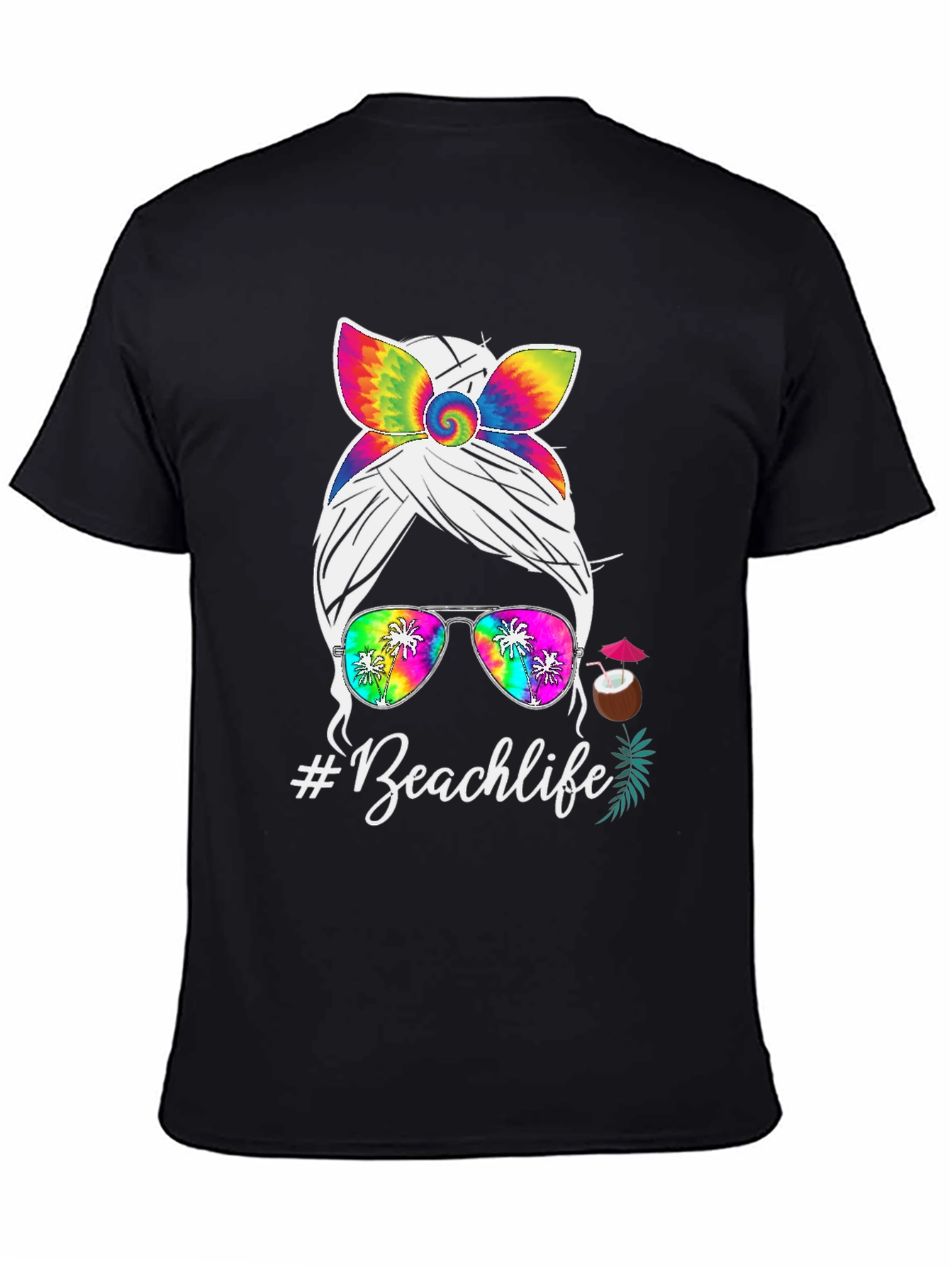 Beachlife Messy Bun Tie-Dye T-Shirt