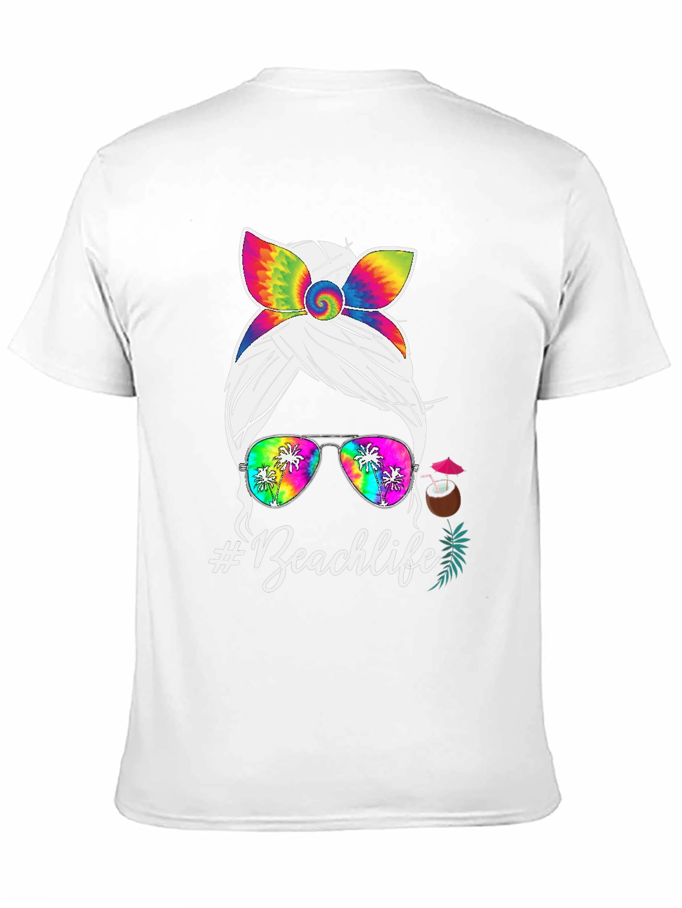 Beachlife Messy Bun Tie-Dye T-Shirt
