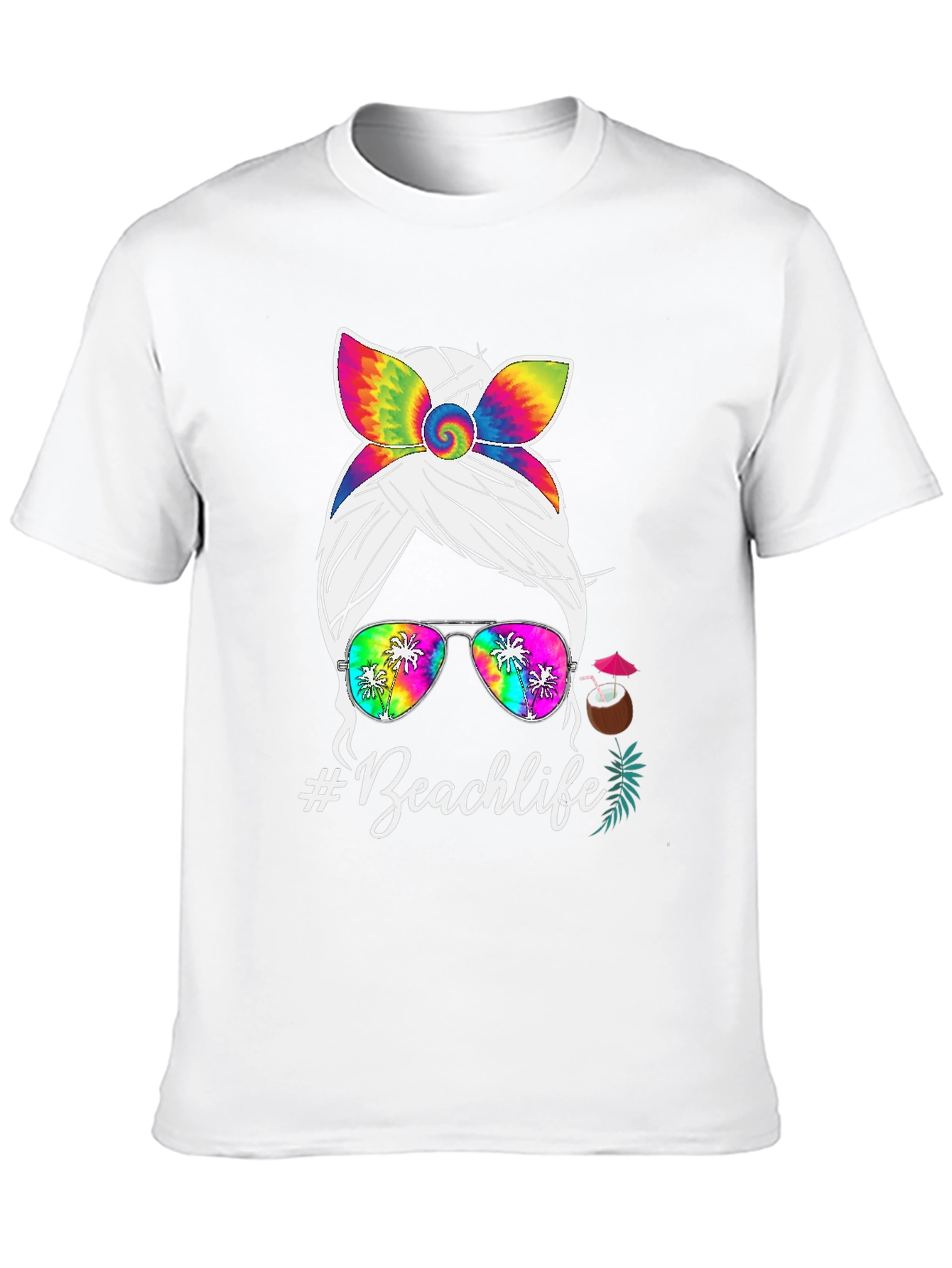 Beachlife Messy Bun Tie-Dye T-Shirt