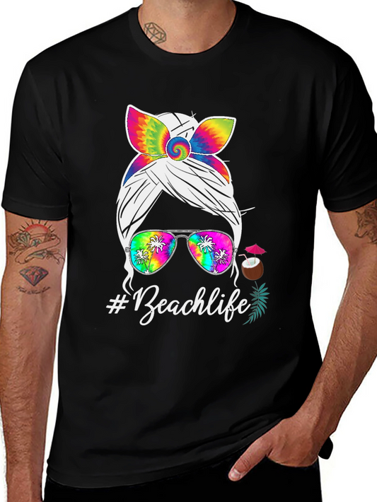 Beachlife Messy Bun Tie-Dye T-Shirt