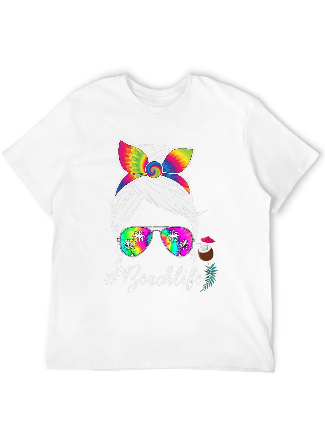 Beachlife Messy Bun Tie-Dye T-Shirt