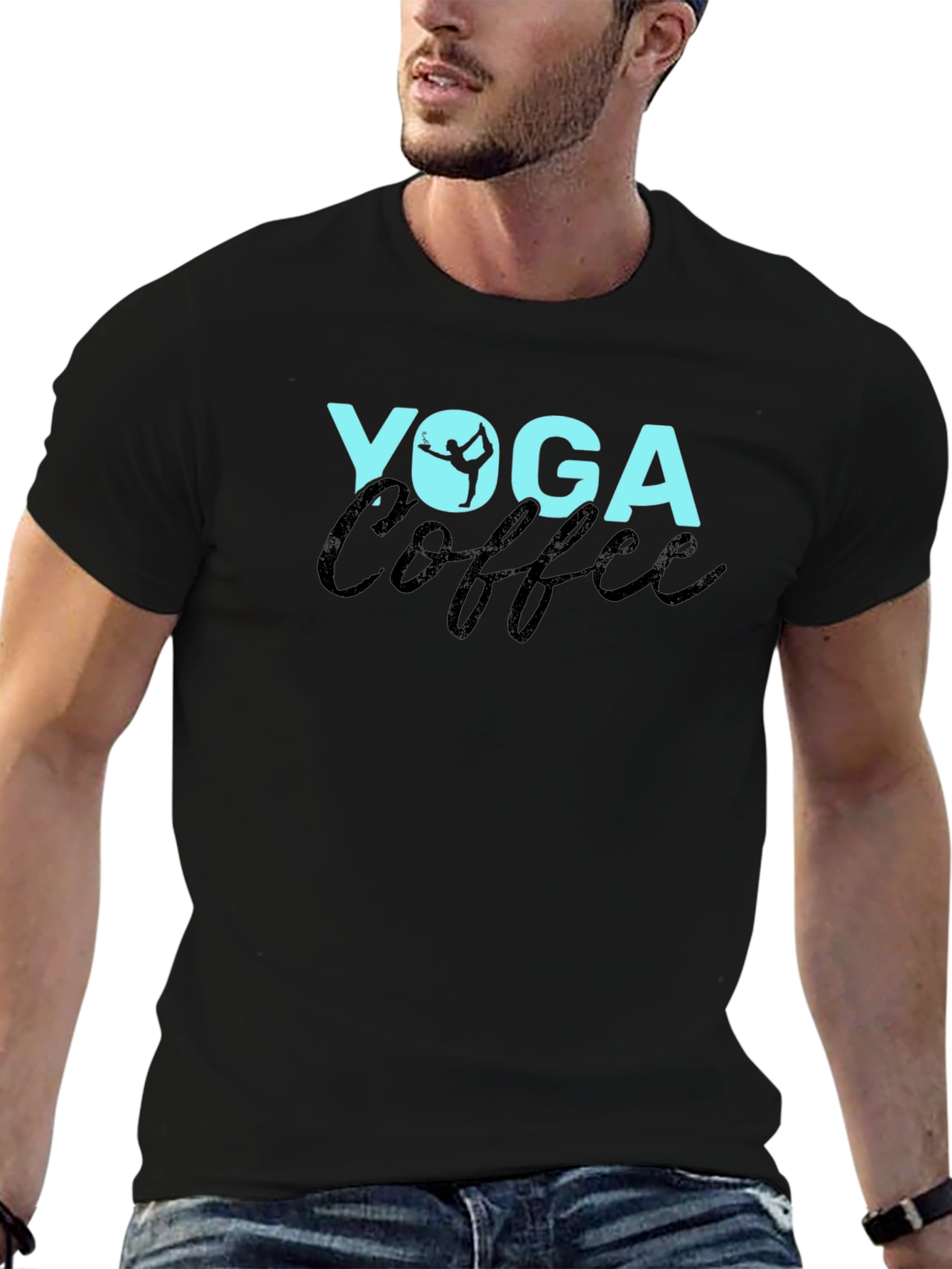 Yoga Coffee Graphic Tee - Unisex Black T-Shirt