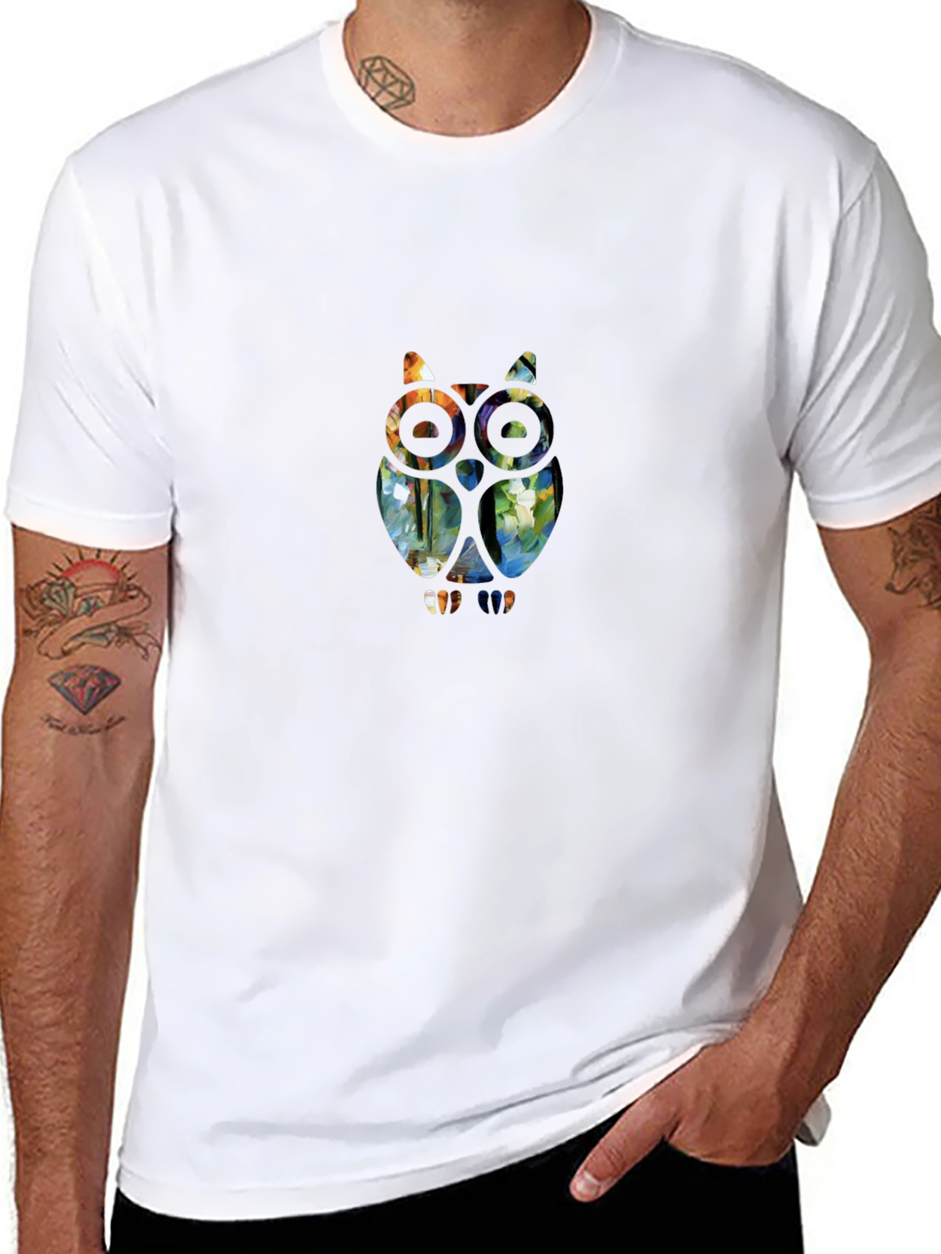 Geometric Owl Graphic Print T-Shirt